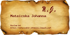 Mateicska Johanna névjegykártya